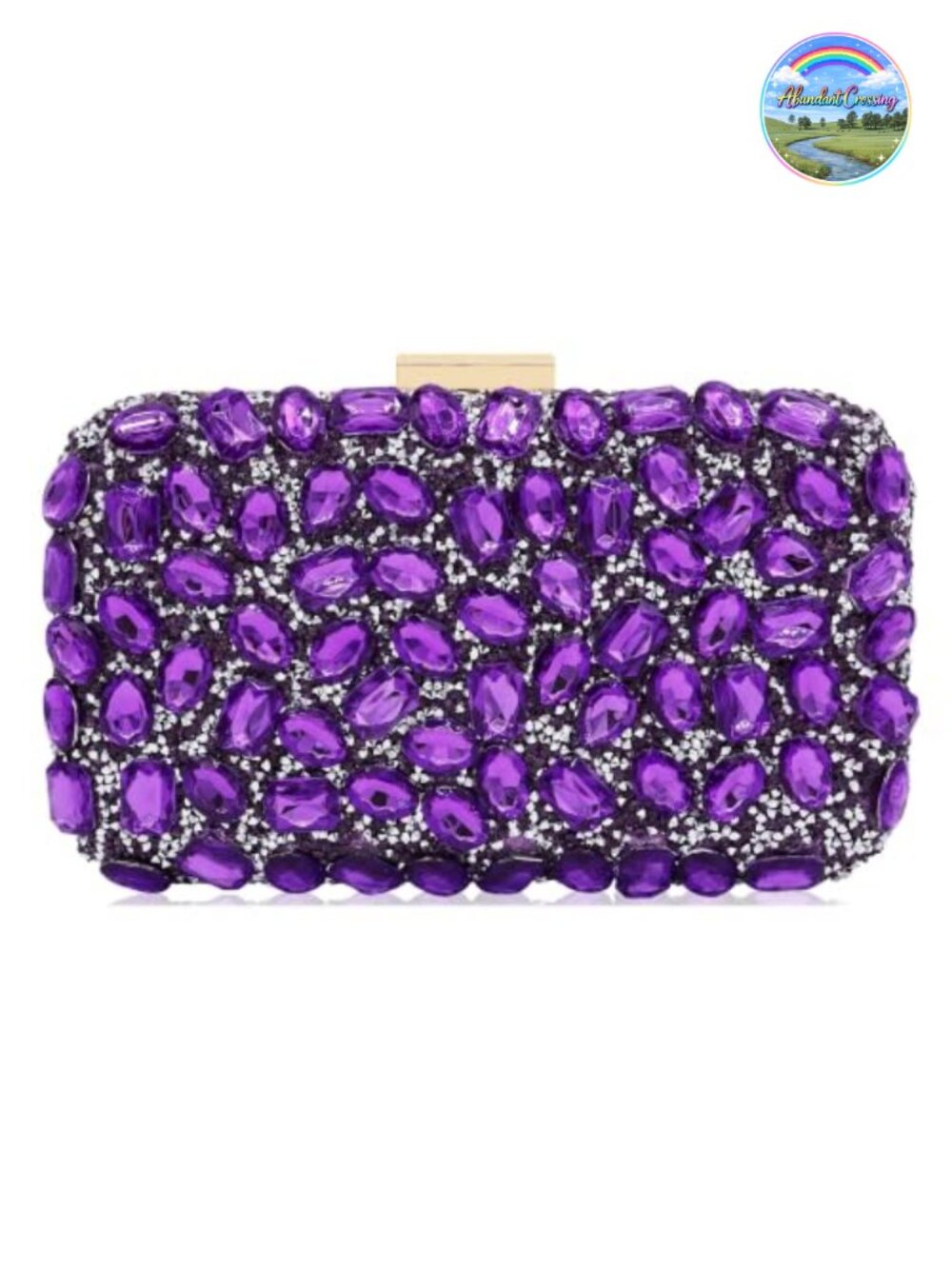 Crystal Gemstone Evening Clutch Gold Metal Frame Wedding Prom
